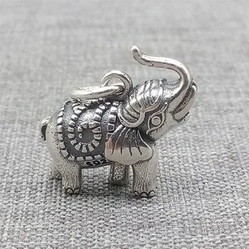 Чар във формата на слон от сребро 925 проба, 3D висулка във формата на животно-слон за колиета