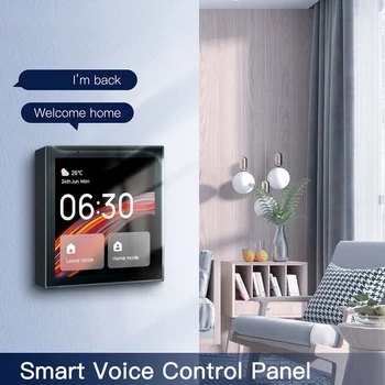 Черна богат на функции на контролния панел със сензорен екран на Hristo Wifi, 4-инчов, вградена централна гласова контролер за интелигентно дома