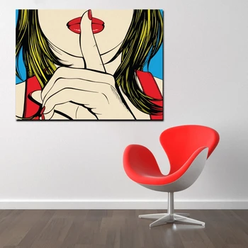 Шшшшш! Известен дизайн Дебора Аззопарди печат върху платно плакат Начало Декор Живопис с маслени бои върху платно Момиче Стенни Картини за Хол